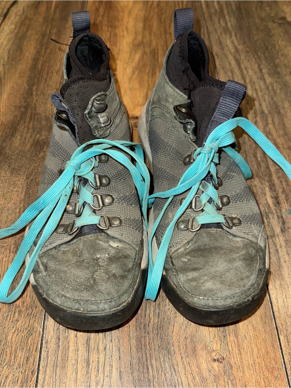 L.L. Bean Gray Athletic Hiking Shoes with Teal Laces